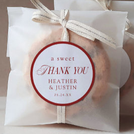 Red Classic Elegant Sweet Thank You Wedding Favor ラウンドシール