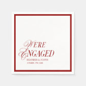 Red Classic Formal We're Engaged スタンダードカクテルナプキン (正面)