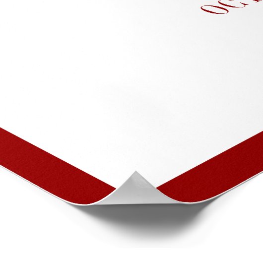 Red Classic Simple Minimalist Wedding Welcome ポスター (角)