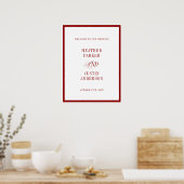 Red Classic Simple Minimalist Wedding Welcome ポスター (キッチン)