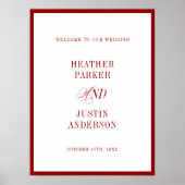 Red Classic Simple Minimalist Wedding Welcome ポスター (正面)