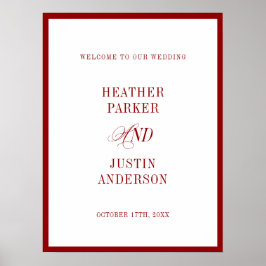 Red Classic Simple Minimalist Wedding Welcome ポスター