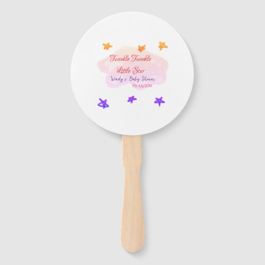 Red clouds twinkle Twinkle Little Star baby shower ハンドファン (正面)