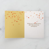 Red Coffee Mug With Autumn Leaves カード (内部)