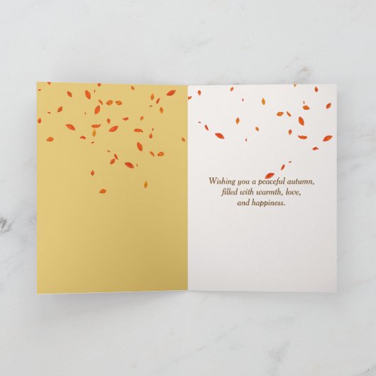 Red Coffee Mug With Autumn Leaves カード (内部)