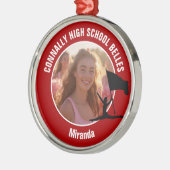 Red Color Guard Photo High School Christmas メタルオーナメント (左)