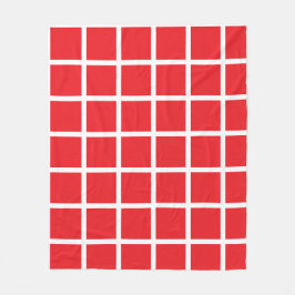 red colored square pattern with white borders フリースブランケット