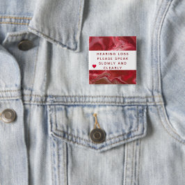 Red Copper Abstract Heart Hearing Loss 2 Inch 缶バッジ