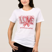 Red Coquette Bow and Love Letters Valentines Day トライブレンドＴシャツ (正面)