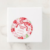 Red Coquette Bow Cherry Birthday Party Thank You フェイバータグ (インサイチュ)