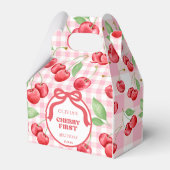 Red Coquette Bow Cherry First Birthday Party フェイバーボックス (正面サイド)