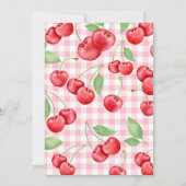 Red Coquette Bow Cherry On Top Baby Shower Party 招待状 (裏面)