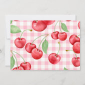 Red Coquette Bow Cherry On Top Baby Shower Photo 招待状 (裏面)