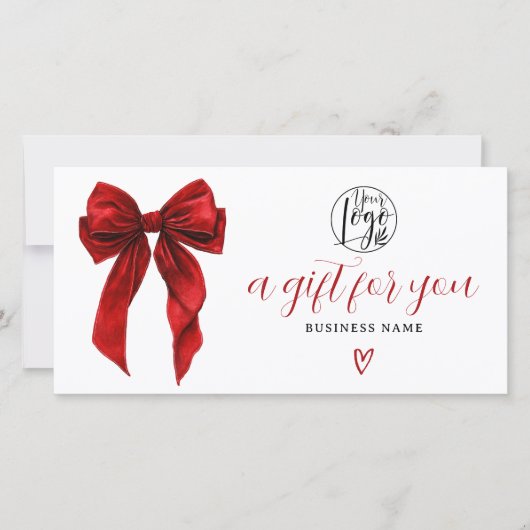 Red Coquette Bow Christmas logo gift certificate (正面)