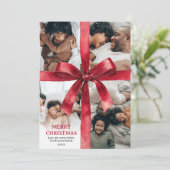 Red Coquette Bow Christmas Winter 5 Photo シーズンカード (スタンド正面)