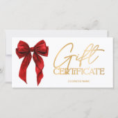 Red Coquette Bow Gold logo gift certificate (正面)