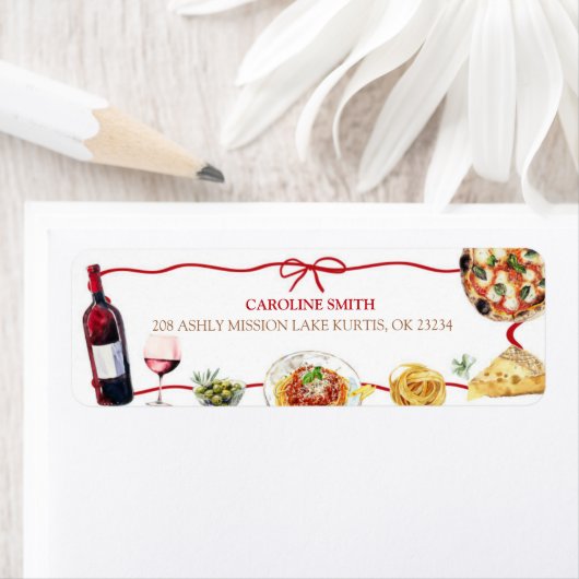 Red Coquette Bow That's Amore ラベル (インサイチュ)