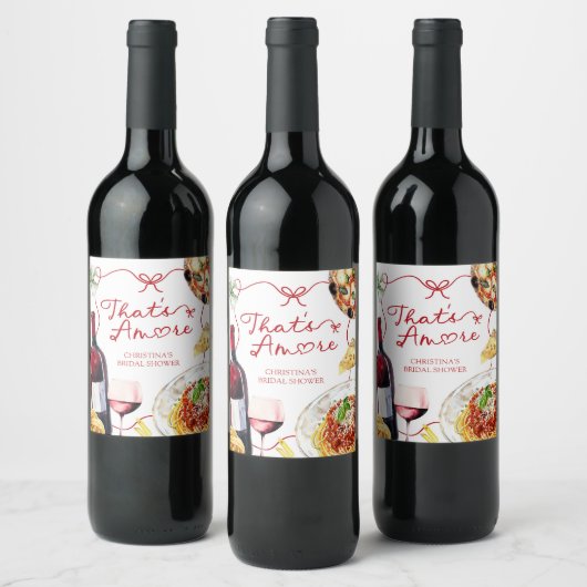Red Coquette Bow That's Amore ワインラベル (ボトル)
