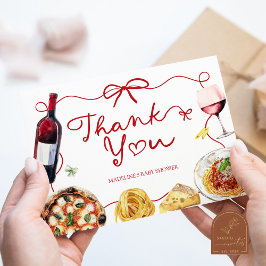 Red Coquette Bow That's Amore Thank You Card エンクロージャーカード