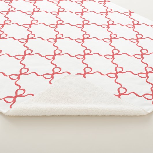 Red  Coquette Bow Trellis Christmas シェルパブランケット (3/4)