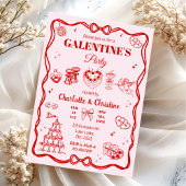 Red Coquette Galentine's Party 招待状