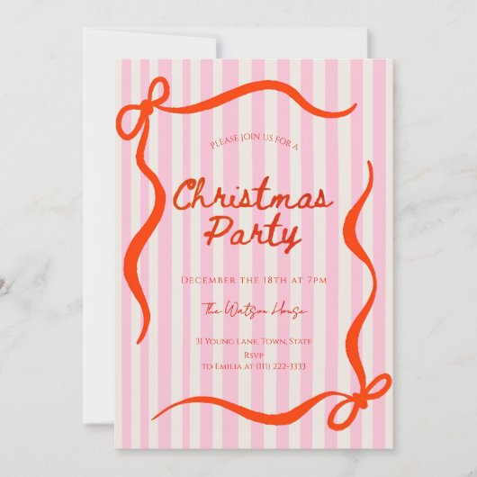 Red coquette Whimsical Hand Drawn Christmas  招待状 (正面)