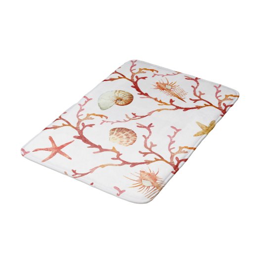Red Coral & Seashells Bath Mat バスマット (アングル)