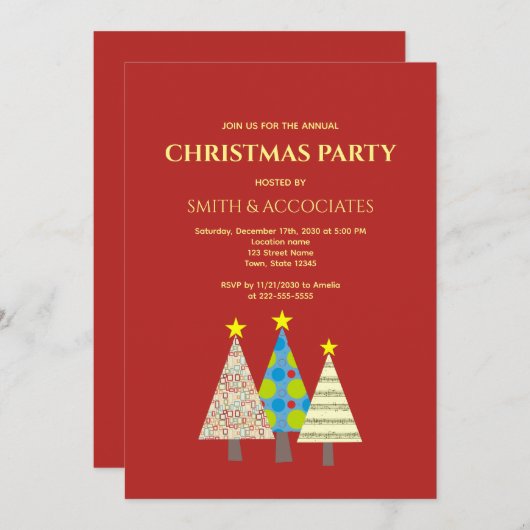 Red Corporate Christmas Party 招待状 (正面/裏面)