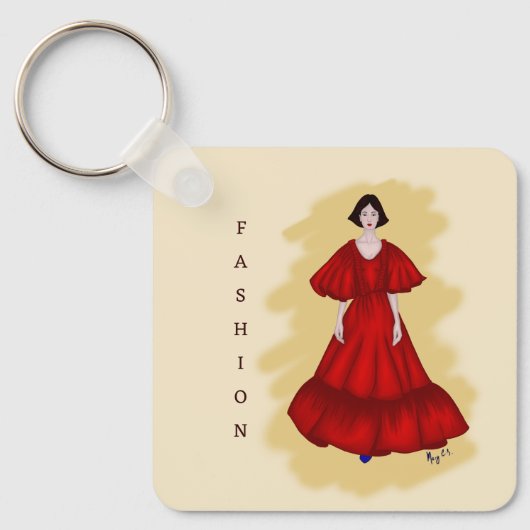 Red Couture Shape with Soft Yellow Atmosphere キーホルダー (正面)