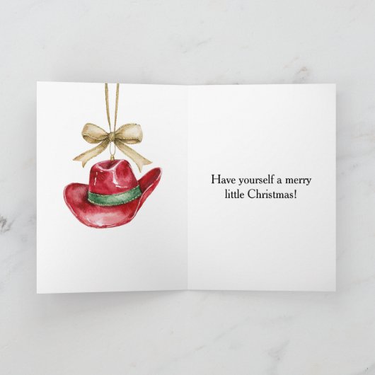 Red Cowboy Hat Christmas カード (内部)