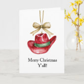 Red Cowboy Hat Christmas カード (黄色い花)