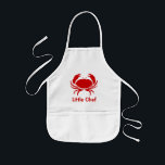 Red crab apron for kids | Personalizable with name 子供用エプロン<br><div class="desc">Red crab apron for kids | Personalizable with name. Cute gift idea for junior seafood chef. Use it for cooking or grilling shellfish at home or restaurant. Cool BBQ aprons for children. Long and short size.</div>