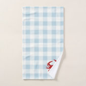 Red Crab Check Gingham Pattern Bath Towel Set バスタオルセット (ハンドタオル)