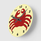 Red Crab Design ラウンド壁時計 (傾斜)