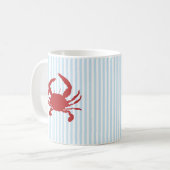 Red Crab Nautical Painting Blue Stripe Art Mug コーヒーマグカップ (正面左)