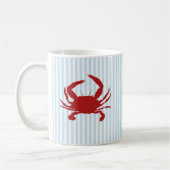 Red Crab Nautical Painting Blue Stripe Art Mug コーヒーマグカップ (左)