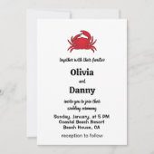 Red Crab Summer Coastal Beach Wedding 招待状 (正面)