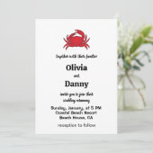Red Crab Summer Coastal Beach Wedding 招待状 (スタンド正面)