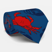 Red Crabs Navy Blue Lobsters ネクタイ (ロール)