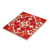Red Cream and Orange Azulejo Mandala タイル (側面)