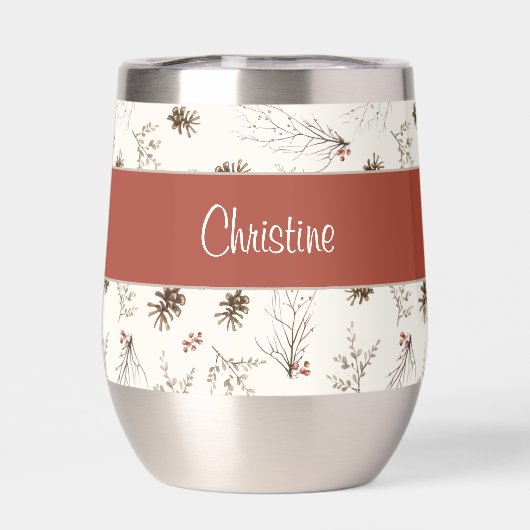 Red Cream Boho Watercolor Woodland Custom Name (背面)