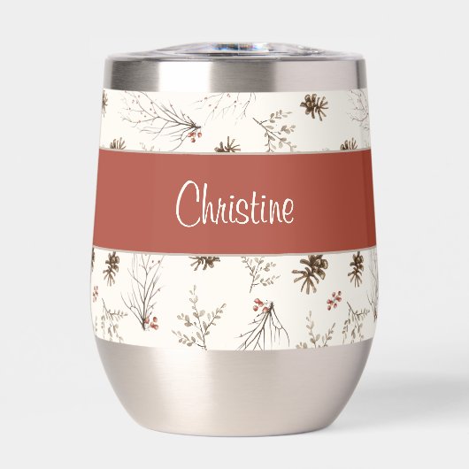 Red Cream Boho Watercolor Woodland Custom Name (正面)