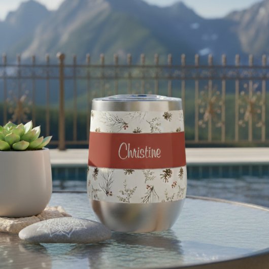 Red Cream Boho Watercolor Woodland Custom Name