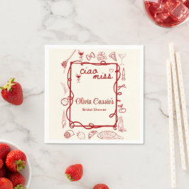 Red & Cream Ciao Miss Italian Bridal Shower  スタンダードカクテルナプキン