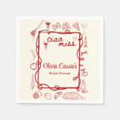 Red & Cream Ciao Miss Italian Bridal Shower  スタンダードカクテルナプキン (正面)