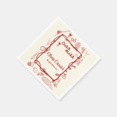Red & Cream Ciao Miss Italian Bridal Shower  スタンダードカクテルナプキン (角)