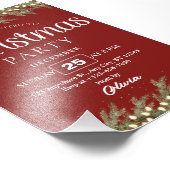 Red Cream Floral Elegant Holiday Christmas Party フォトプリント (角)