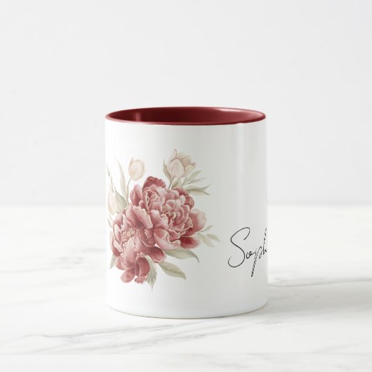 Red Cream Flowers マグカップ (中央)