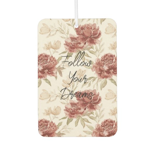 Red Cream Flowers Gold Glitter カーエアーフレッシュナー (正面)