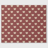 Red Cream Glitter Hearts ラッピングペーパー (フラット)